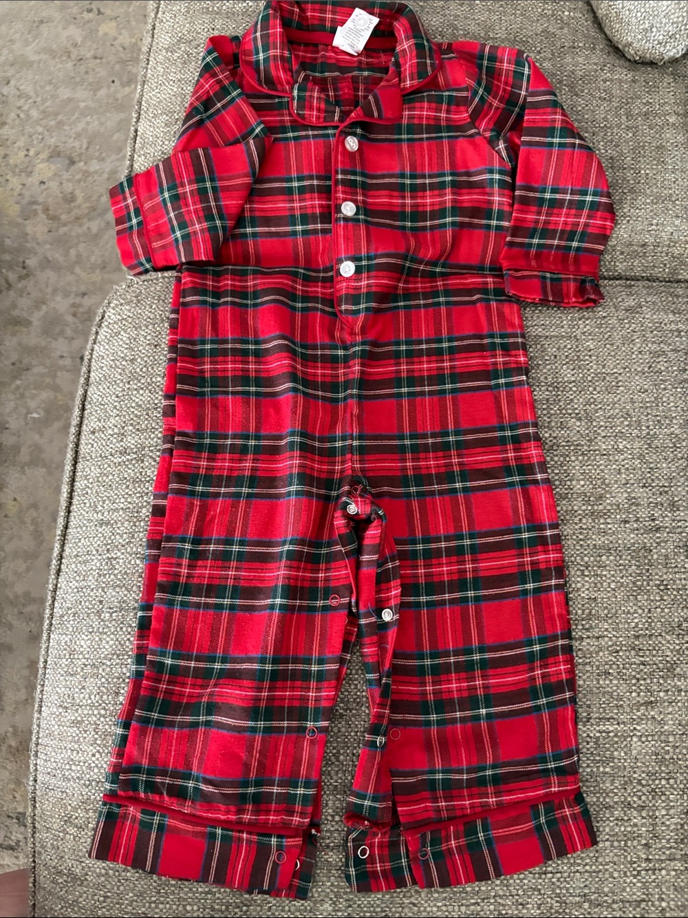 Edgehill Collection Red and Green Plaid One-Piece Pajama Set